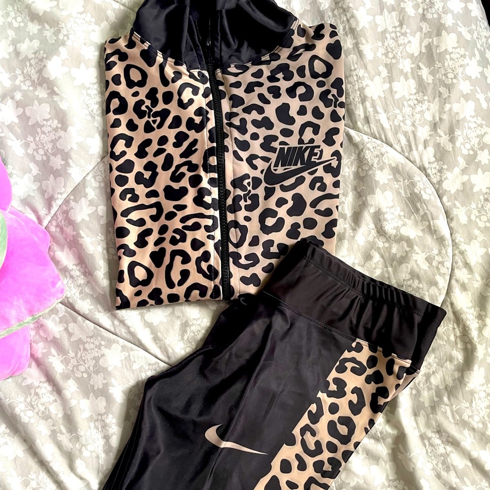 Animal print track suit